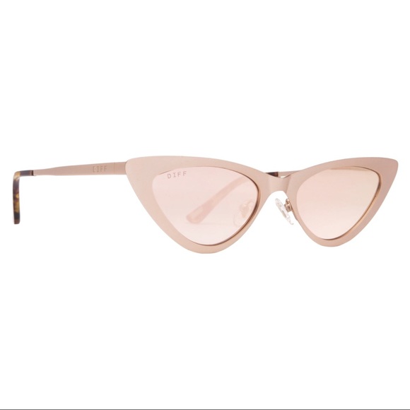 DIFF Rae Sunglasses Cat Eye Mirror Lens Rose Gold - Picture 10 of 10